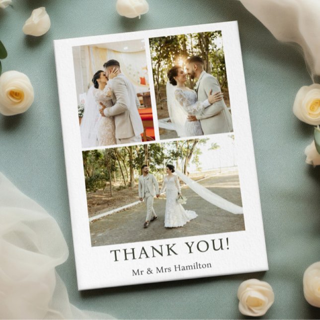 3 Photographs Personalised Wedding With Message  Thank You Card (3 Photographs Personalized Wedding With Message Thank You Cards from Ricaso. Say Thanks in style.)