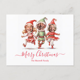 3 photos Christmas elves  Holiday Postcard