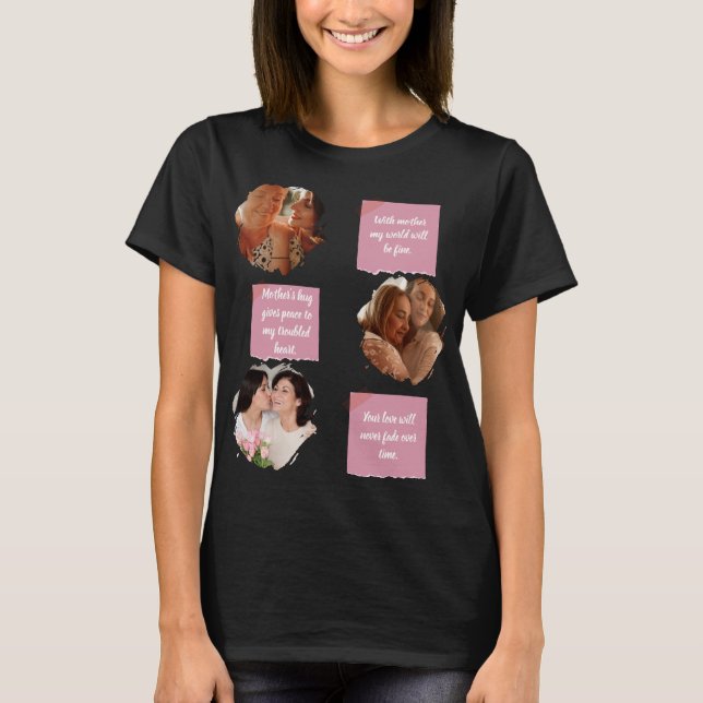 3 Photos Collage Heart Shape Happy Mother's Day  T-Shirt (Front)