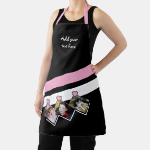 3 photos custom text black pink apron