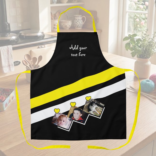 3 photos custom text black yellow apron (Creator Uploaded)