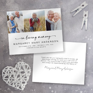 3 Photos Funeral Sympathy Thank You Card