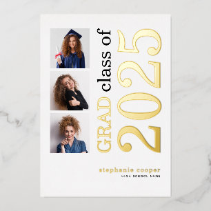 3 Photos Grad 2024 Real Gold Foil Announcement