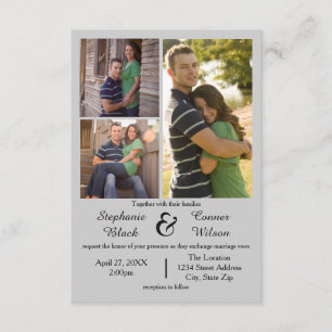 3 Photos Grey - 3x5 Wedding Invitation