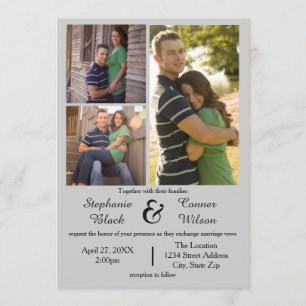 3 Photos Grey - Wedding Invitation