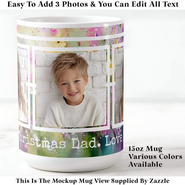 3 Photos, Long Message, Meadow Flowers Modern P31 Coffee Mug (Creator Uploaded)