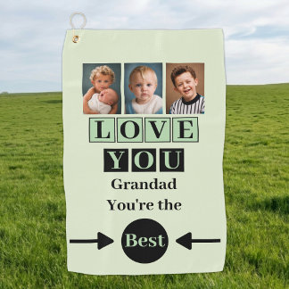 3 photos love you grandad green golf towel