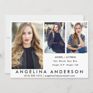 3 Photos Model Actor Comp Card Wht