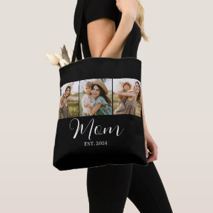3 Photos Mum Established Script Custom Tote Bag
