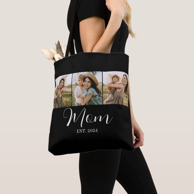 3 Photos Mum Established Script Custom Tote Bag (Close Up)