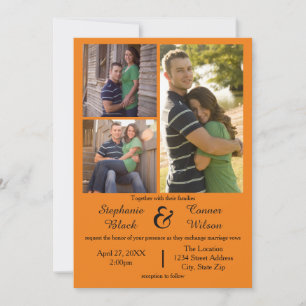 3 Photos Orange - Wedding Invitation