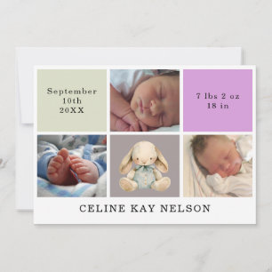 3 Photos Rabbit Baby Girl Birth Stats Announcement