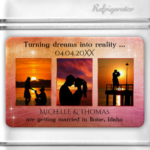 3 Photos Romantic Colourful Save the Date Magnet