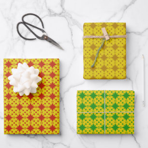 3 Pickleball Pattern Gift Wrapping Paper Sheet