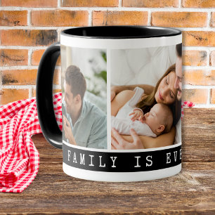 3 Picture Multi Photo Collage Family Quote  Black Mug