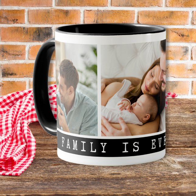 3 Picture Multi Photo Collage Family Quote  Black Mug (
Multi Photo Collage Family Quote Mug - Design your own coffee cups with  family pictures on them.)