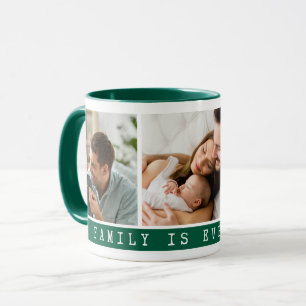 3 Picture Multi Photo Collage Family Quote  Green Mug