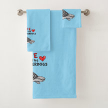 3-piece towel set in light blue with dove motif