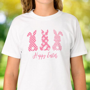3 Pink and White Bunny Rabbits   Happy Easter T-Shirt