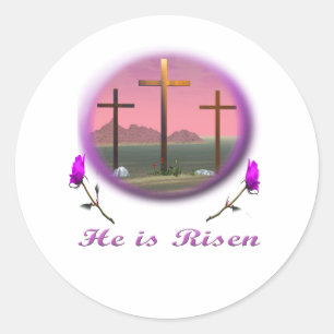 3 Pink crosses Christian gifts Classic Round Sticker
