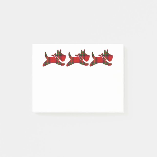 3 Plaid Scotties Personalise Post-it Notes (Front)