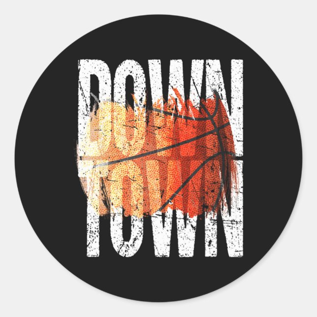 3 Point Shot Basketball Graphic - Downtown  Classic Round Sticker (Front)