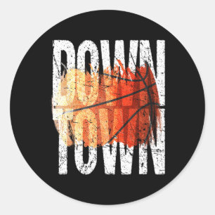 3 Point Shot Bysketbyll Graphic - Downtown Classic Round Sticker