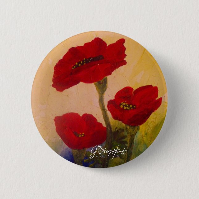 3 Poppies 6 Cm Round Badge (Front)