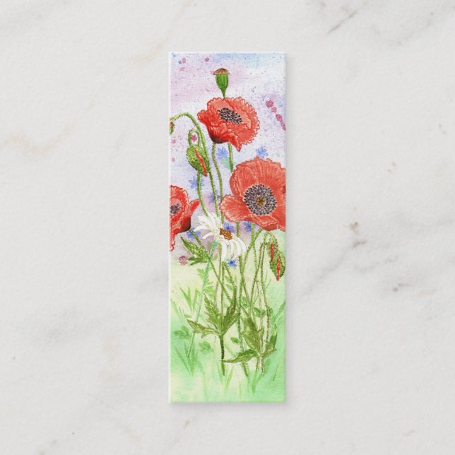 '3 Poppies' Small Bookmark Mini Business Card (Front)