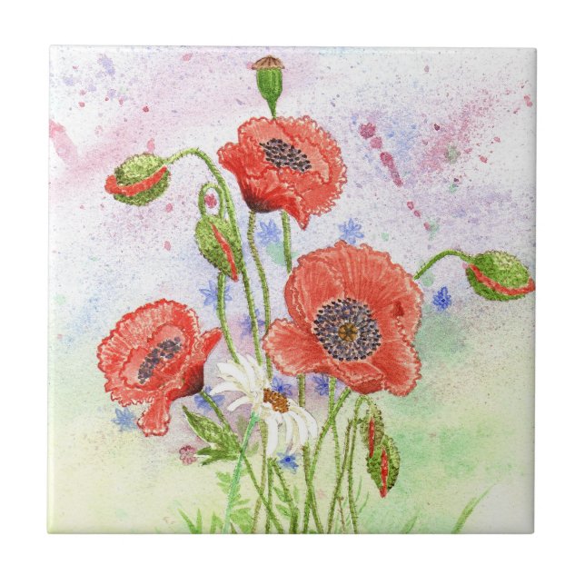 '3 Poppies' Tile (Front)