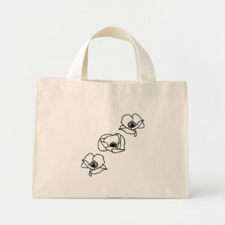 3 Poppy Boho Chic Minimalistic Grocery Tote Bag