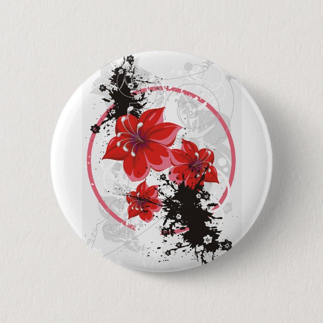 3 Pretty Flowers - Colour 6 Cm Round Badge (Front)