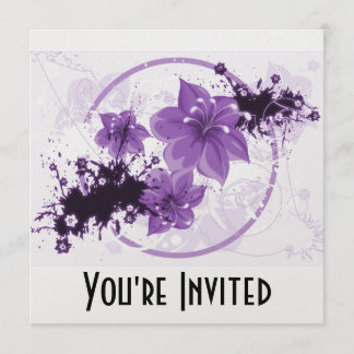 3 Pretty Flowers - Purple Invitation