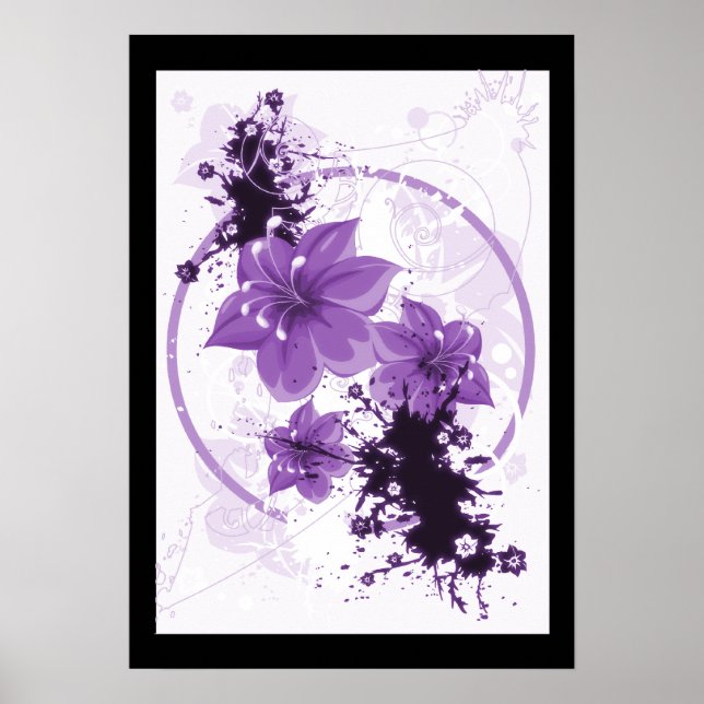 3 Pretty Flowers - Purple Poster (Front)