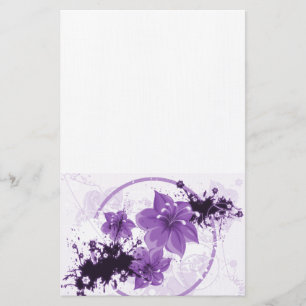 3 Pretty Flowers - Purple Stationery