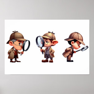 3 Private Investigators searching for clues Poster