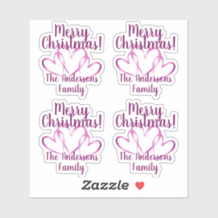 3 Purple Hearts Merry Christmas Personalised Name