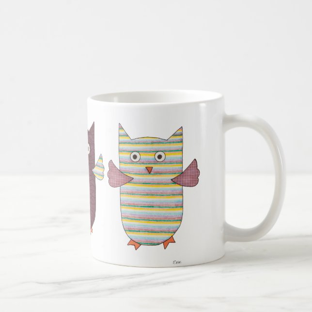 3 Purple Owls Flying Coffee Mug (Right)