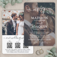 3 QR Codes All-In-One Monogrammed Photo Wedding