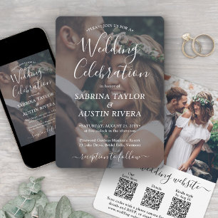 3 QR Codes All-In-One RSVP Photo Overlay Wedding Invitation