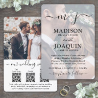 3 QR Codes Elegant Script All-In-One Photo Wedding