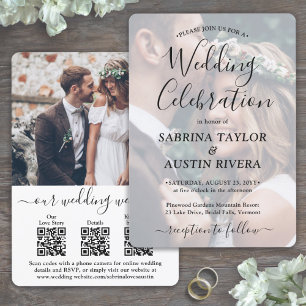 3 QR Codes Website RSVP All-In-One Photo Wedding Invitation