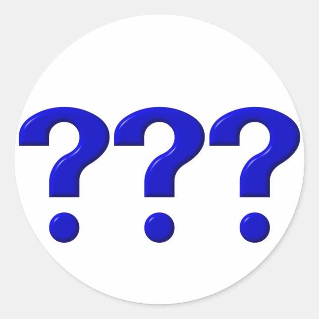3 Question Marks Classic Round Sticker (Front)