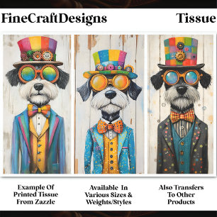 3 Quirky Steampunk Schnauzer Dogs DDE5 Decoupage Tissue Paper