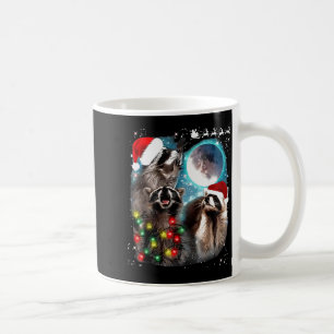 3 Racoon Moon Howling Raccoon Christmas Santa Raco Coffee Mug