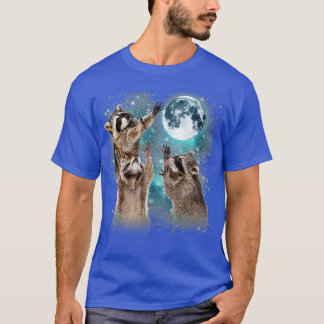 3 Racoon Moon Howling Racoon Funny Gift For Men  T-Shirt