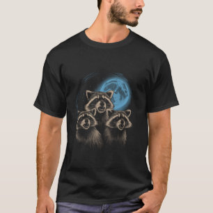 3 Racoon Moon Howling Racoon Head Funny For Men W T-Shirt