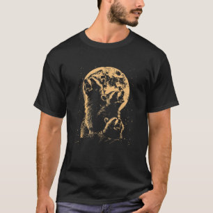 3 Racoon Moon Howling Racoon Humour Meme Animals T T-Shirt