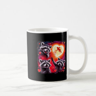 3 Racoons Howling At The Moon Funny Valentines Cou Coffee Mug