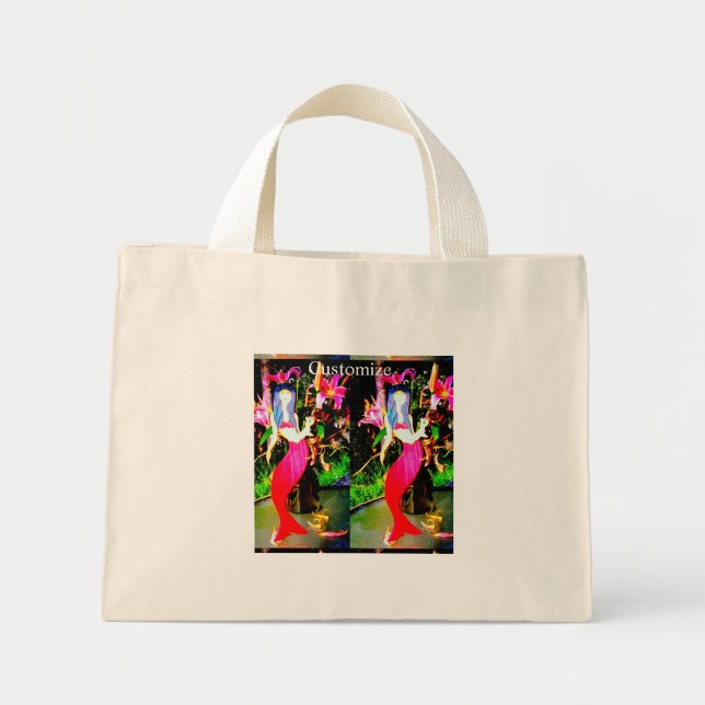 3 red mermaids partying  mini tote bag (Front)